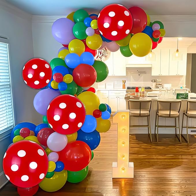 Red Yellow Blue Balloons, Red Blue Green Party Balloons Red Polka Dot Balloons Carnival Circus Balloons Yellow Green Latex Balloons For Kids Adults Birthday Carnival Theme Party Wedding Baby Shower