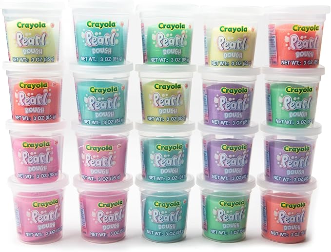 Crayola 20pk Pearl Dough 20pk x 3oz – Ideal Halloween Party Favors & Fidget Toys, Sparkling Colors for Creative Play, Safe Non-Toxic Crafting, Great Party Favors & Classroom Fun