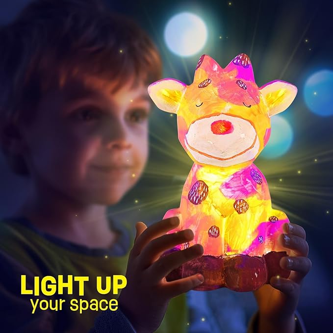 Paint Your Own Lamp - DIY Painting Kit, Painting Kit Arts & Crafts for Kids Ages 8-12, Art Supplies Birthday Easter Party Holiday Gift (Cow)