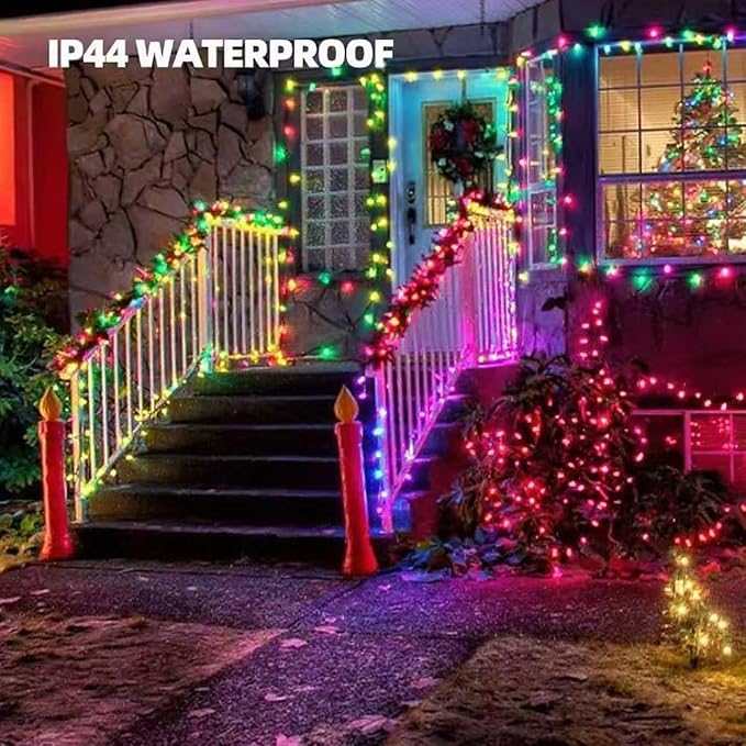 Christmas Lights 100 Counts, Indoor Outdoor,Green Wire Connectable of Lighting String Warm White,Decorations for Holiday, Party,Festival,Christmas String Lights (White-Multi)