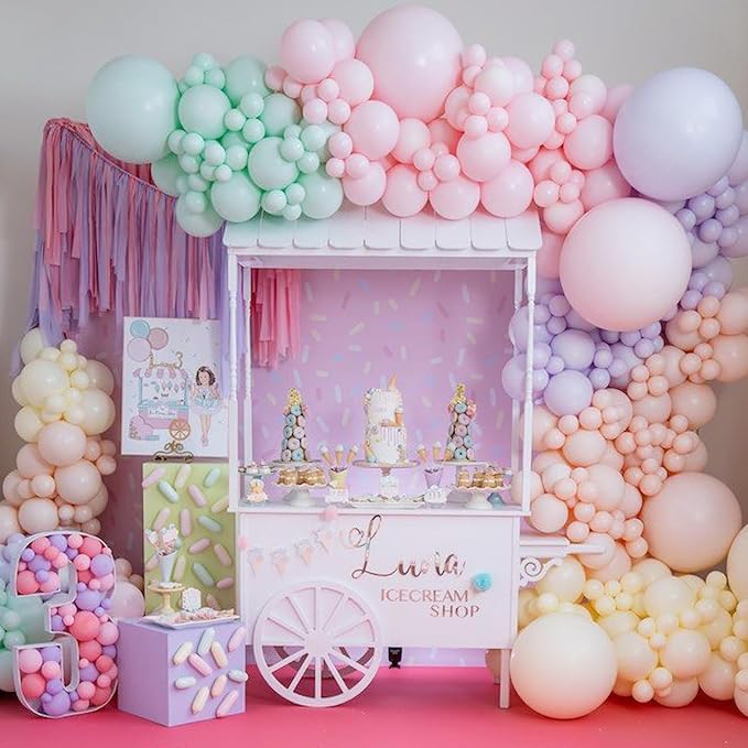 PartyWoo Pastel Balloons 100pcs 5 Inch Pastel Rainbow Latex Balloons for Baby Shower Gender Reveal Engagement Bachelorette Easter Bridal Shower Anniversary Retirement Birthday Party Decorations