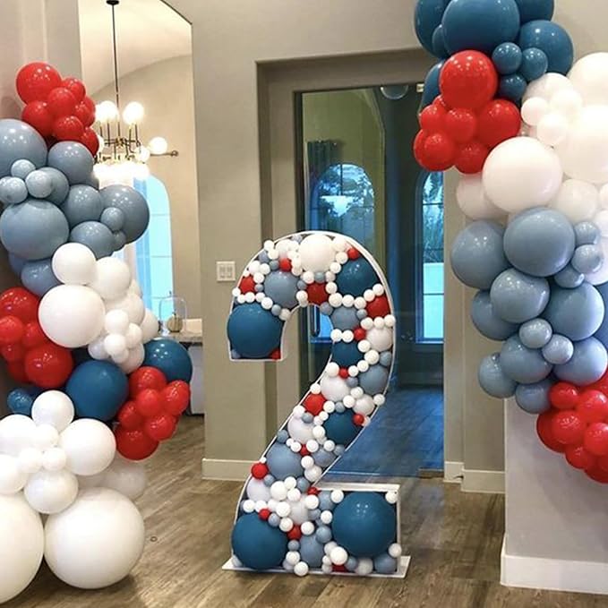 Red Blue White Balloons, 60 PCS 12 inch Navy Light Blue Red and White Balloons for Baseball Birthday Party Britain Sporting Patriotic Labor Memorial Day 4th of July Independence Day Decorations