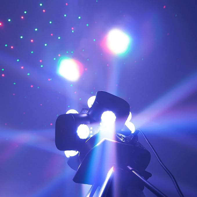 Moving Head DJ Light 16LEDs Rotating Beam Lights Stage Light DJ Lighting Led Pinspot Lights Uplighting Ligh-ts Sound Activated Dmx512 Light for DJ KTV Disco Party Wedding Concert Festival
