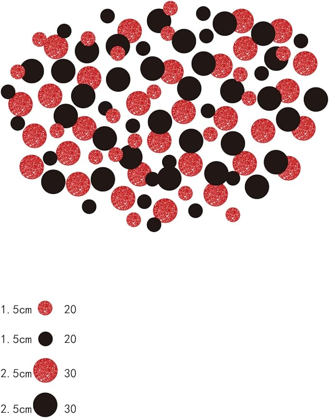 Party Confetti Glitter Table Decorations Red Black Dots Scatter Supplies Anniversary Birthday Bridal Baby Shower Girls Party Wedding Gift Decorations 100 Pcs