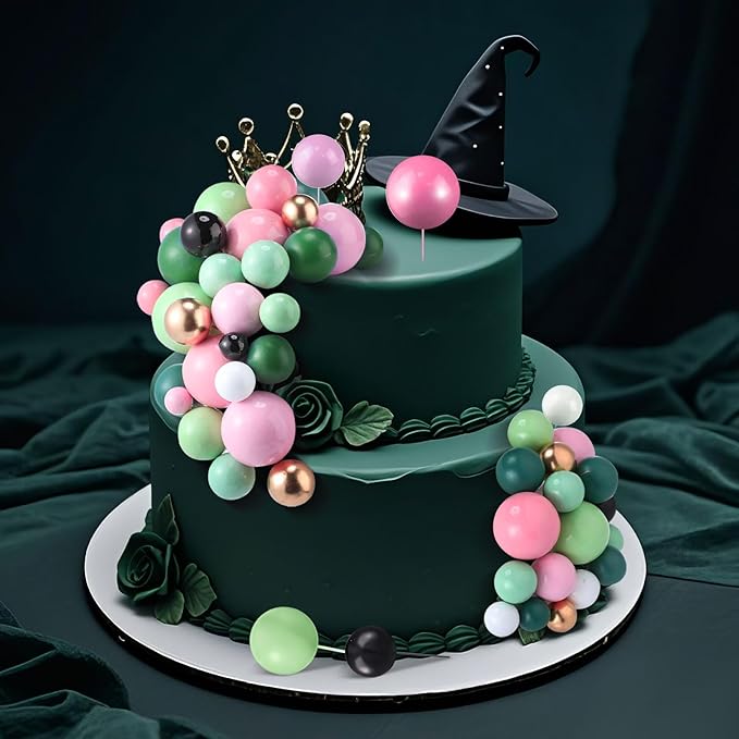 108 Pcs Balls Cake Topper DIY Cupcake Insert Foam Balloons for Cake Baking Wedding Anniversary Birthday Decoration(Vivid Color,Multi Sizes)