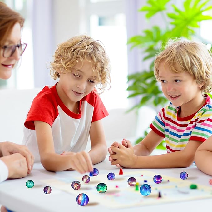 Ayfjovs 24 Pack Galaxy Bouncy Balls -32mm Rubber Balls Bulk Toys with Vibrant Aurora Colors and Great Elasticity - Perfect for Party Favors, Easter Basket Stuffers Classroom Prizes, and Pet Play