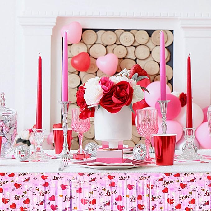 6 Pack 10 Feet Love Pink Wave Foil Fringe Garland Metallic Tinsel Streamers Banner Wall Hanging Curtain Backdrop for Parade Floats, Mother's Day, Easter, Wedding, Birthday Party Decoration