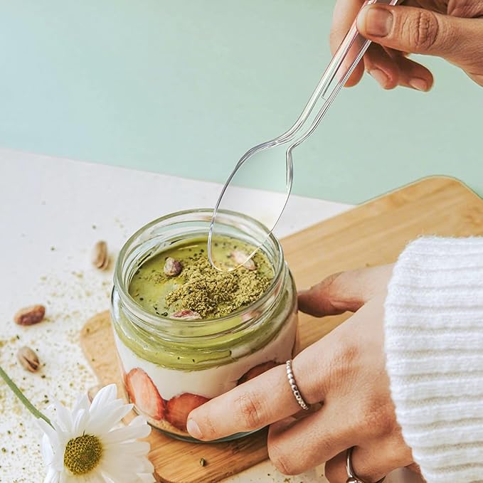 360 Count Clear Plastic Forks Spoons Knives Bulk Heavy Duty Plastic Silverware Disposable Cutlery Set Thick Durable Party Utensils for Dinner,Daily Use,Picnic