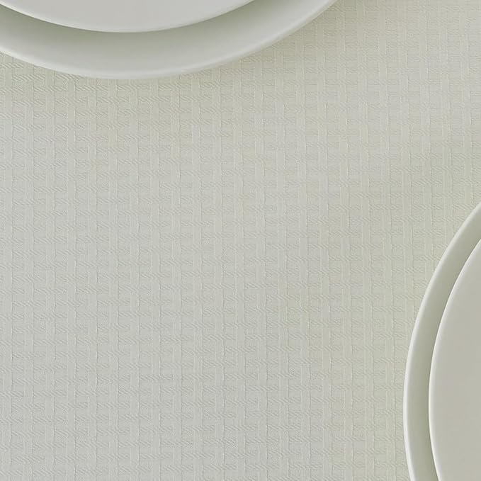 maxmill Square Tablecloth Weaved Texture Stain Resistant Waterproof Wrinkle Resistant Washable Soft Table Cloth, Decorative Fabric Table Cover for Dining Room Dinner and Parties, 52 x 52 Inch, Ivory
