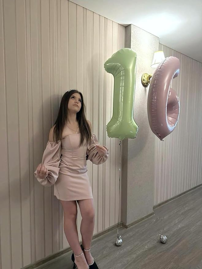 Big Sage Green 40 Inch 9 Balloon Number, Jumbo Giant 9th 19 29 39 49 99 Birthday Party Decorations, Large Oliver Green Foil Balloons Anniversary Birthday Party Engagement Decorations