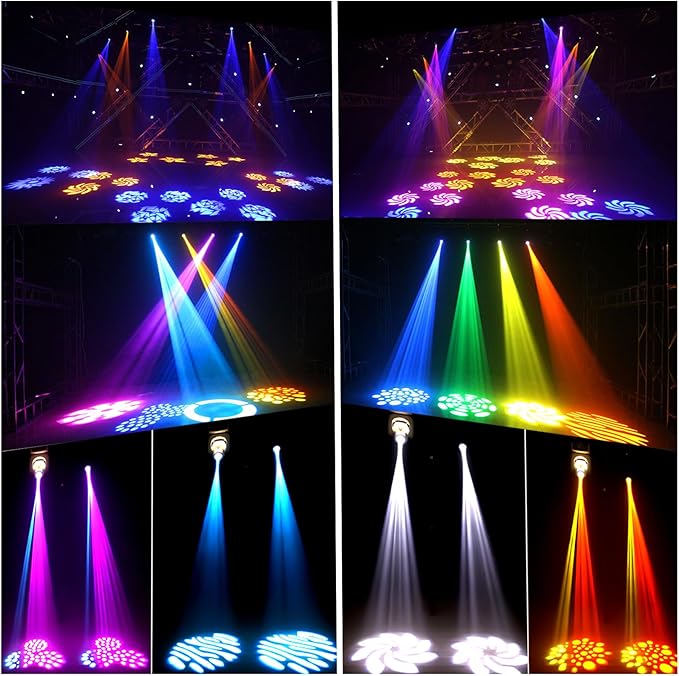 Big Dipper 35W & 8x3W LED Moving Head Lights Set– 4 Pack Stage Lighting DMX 512 Sound Activated Lights with RGBW Effects, 8 Gobos, Magic Beams for Weddings, DJ Parties