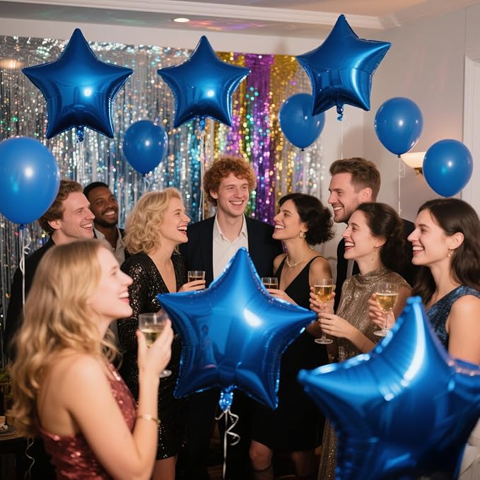 Blue Balloons Star Balloons Christmas Gifts Graduation Foil Balloon Mylar Helium Metallic 12pcs 18 Inch Arch Kit Blue Birthday Decorations Party Decorations Baby Shower Anniversary Wedding Halloween