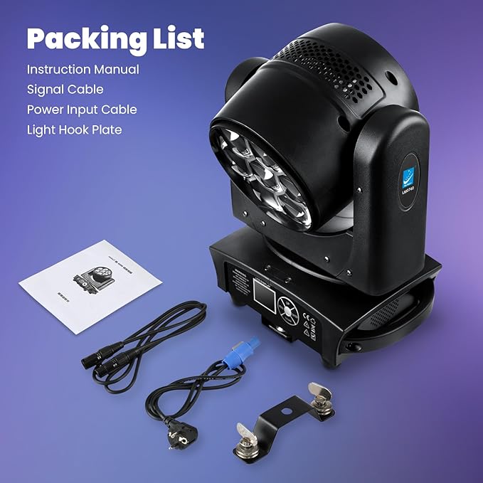 Big Dipper 7x40W LED Moving Head Light, 4-in-1 Bee Eye RGBW DJ Light for Party, Stage Lighting with Sound Activated/Auto/DMX512 Control, Stage Spotlight Uplight for Events Church Wedding Disco