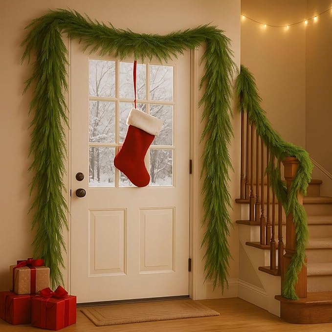 Bdor 2 Pcs 6ft Norfolk Pine Garland – Artificial Greenery Garland for Modern Christmas Decor, Fireplace Mantel, Wedding Arch, Table Runner & Year-Round Indoor Decoration