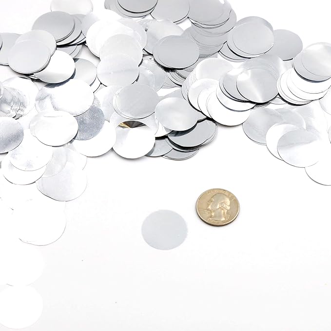 Metallic Silver Confetti Dots, Silver Color (1 Pound Bag of Confetti)
