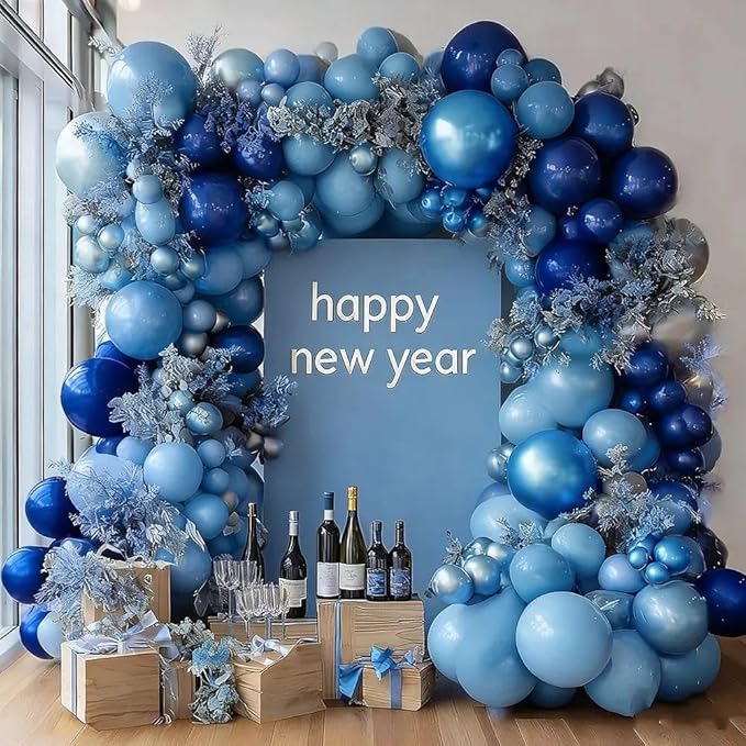 Royal Blue Balloon Garland Double Stuffed Dark Navy Blue Metallic Balloon Arch Kit for Christmas New Year Birthday Baby Shower Bridal Shower Wedding Graduation Party Decorations