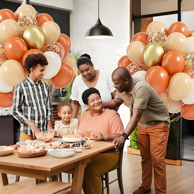 60pcs 12inch Fall Balloons Thanksgiving Balloons with Burnt Orange Nude White Metallic Gold Confetti Balloon for Autumn Birthday Little Pumpkin Wedding Fall Baby Shower Decorations