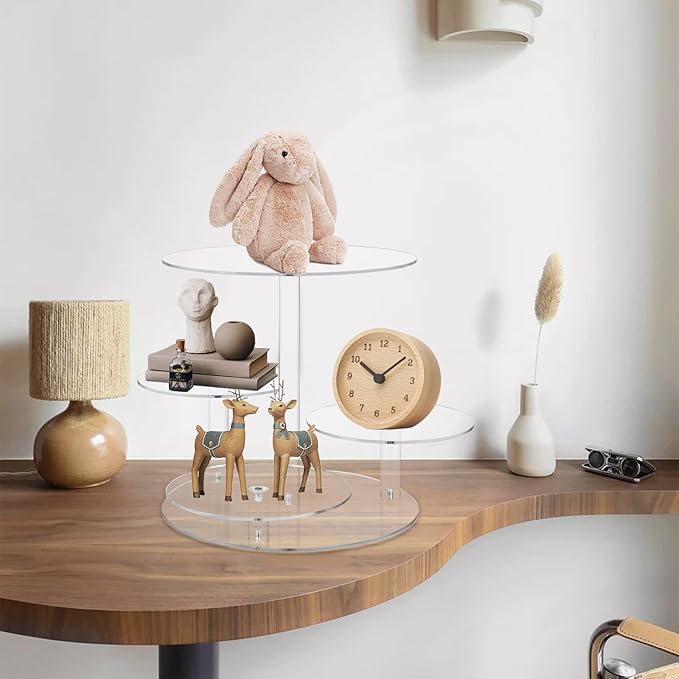 4 Tier Cupcake Stand, Acrylic Cupcake Tower Stands for 50 Cupcakes, Round Dessert Table Display Set Tiered Tray Stand, Clear Serving Tray Cake Stands for Party Wedding Birthday