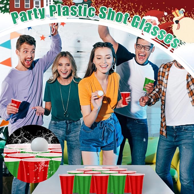 KesaPlan 100 PCS 16 OZ Plastic Cups, Christmas Party Cups Red and Green Cups Disposable Cups Bulk for Party Graduation Thanksgiving Wedding Birthday Halloween Family Gatherings Festive Celebrations