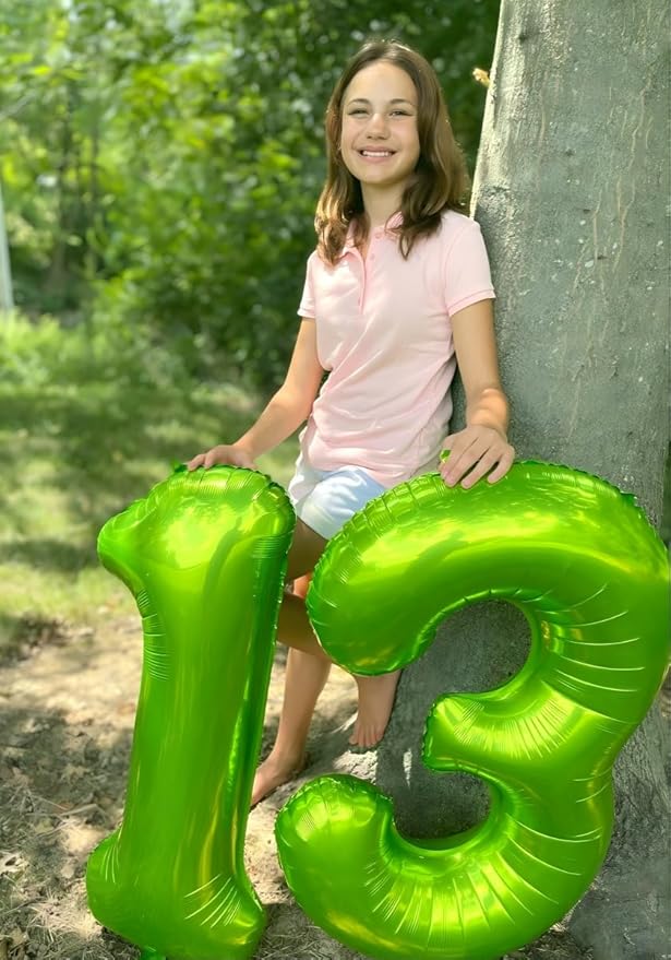 40 Inch Light Green 3 Large Number Balloon, 3 13 23 30 33 36 Light Green Birthday Party Decorations, Number Three Foil Balloons for Anniversary Party Graduations Celebration Supplies