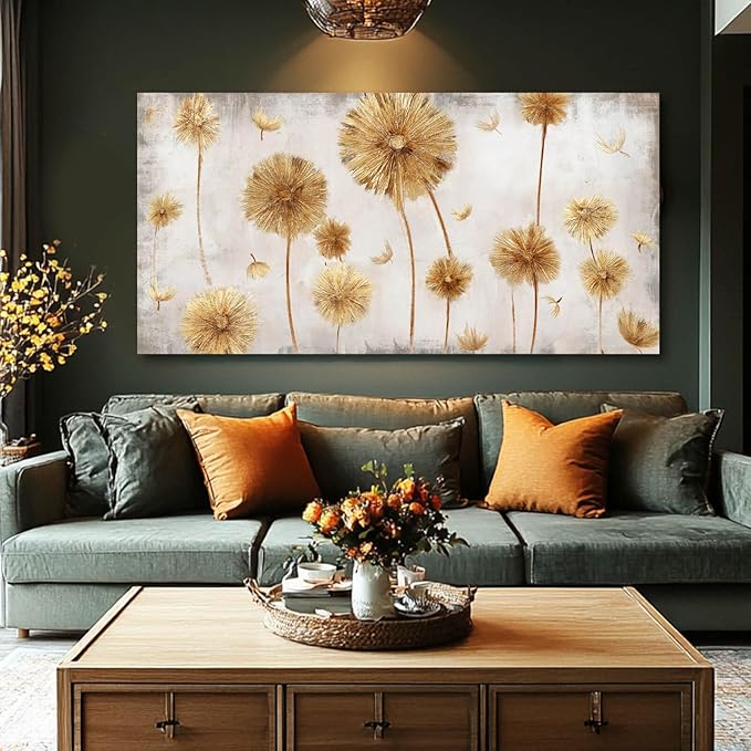 VAYIMDH Neutral Wall Decor Gold Flower Wall Art Botanical Paintings Plant Wall Decorations for Girls Room 29x58 In