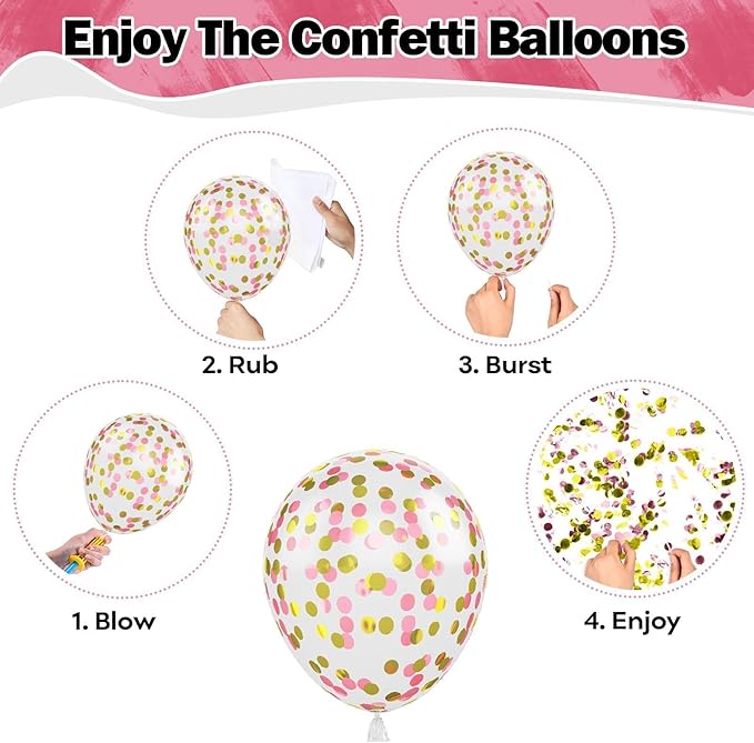 Pink Gold Balloons 60 Pcs 12 Inch Pink Gold White Balloons Retro Pearl Light Pink Gold Confetti Balloon for Girls Women Confession Proposal Engagement Wedding Baby Shower Birthday Party Decorations