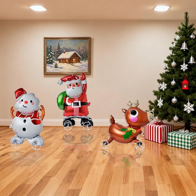 Walking Christmas Balloons, Self-Standing Foil Balloons for Christmas Party Decorations, New Year, Birthday Party Supplies(Walking3)