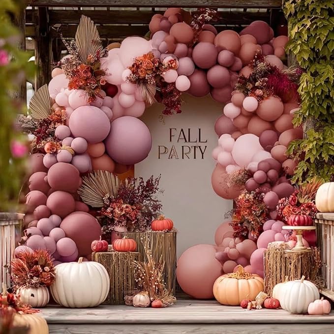 Dusty Pink Balloon Arch Double Stuffed Mauve Light Pink Blush Nude Balloons Dusty Rose Boho Balloon Garland Kit for Baby Shower Bridal Shower Birthday Bachelorette Fall Party Decorations