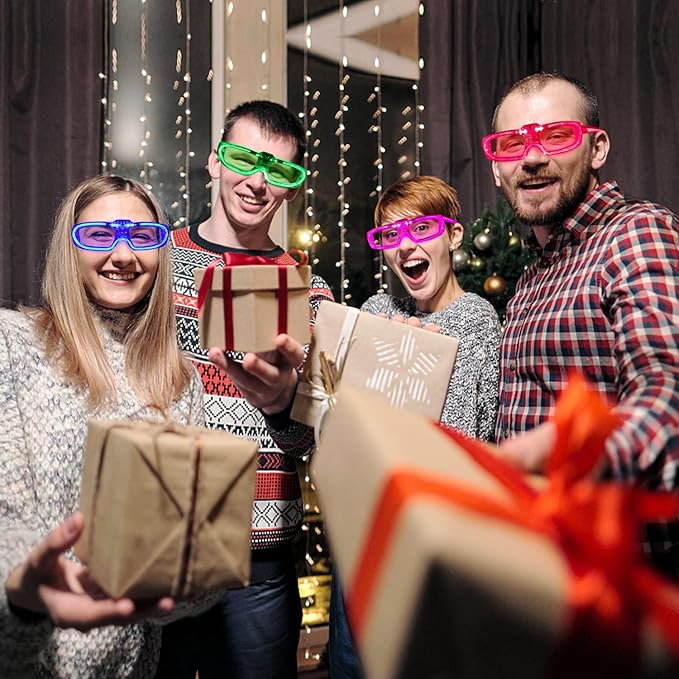 28 Packs LED Glasses 5 neon color 3 Light Modes Glow Sticks Light Up Glasses,Glow In The Dark Party Supplies Favors for Kids Adults Flashing toy fit Valentine's Day Easter Christmas Halloween Birthday