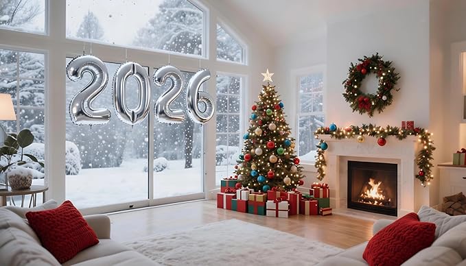 Silver 2026 Number Balloon 40 Inch, Foil Balloons 2026 New Years Eve Party Supplies, 2026 Silver 2026 Graduation Decorations, Silvery Balloon Suit