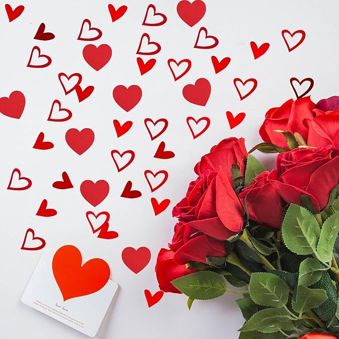 200 Pcs Red Heart Paper Confetti for Valentine's Day Wedding Baby Shower Birthday Party Table Decoration Supplies