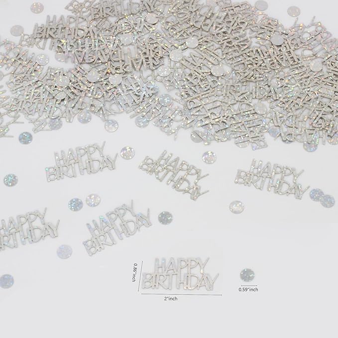 Birthday Confetti - Glitter Happy Birthday Table Decorations, 270 PCS Iridescent Holographic Party Decorations