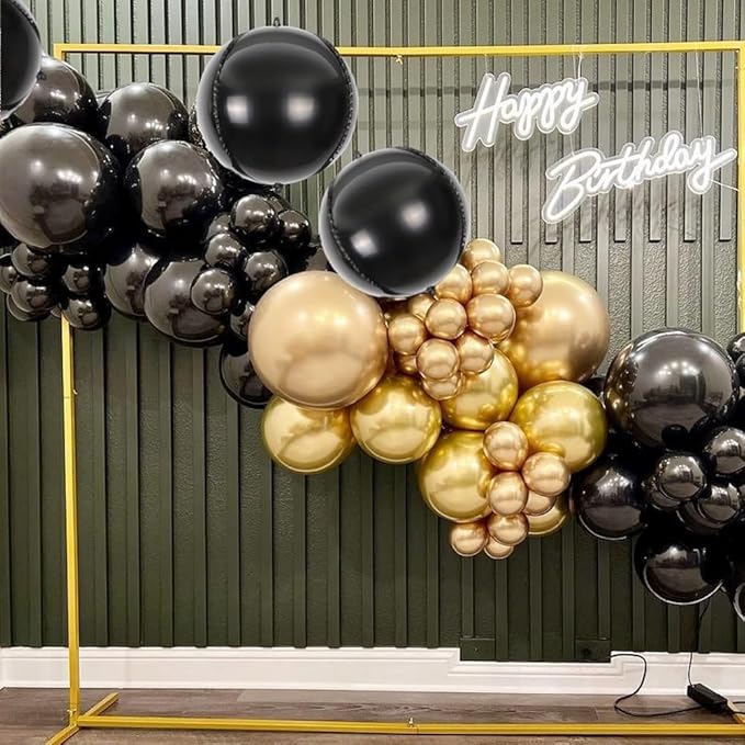 14pcs Black Foil Balloons Mylar Balloons 22in 15in 10in Black Different Sizes Large Metallic Chrome Balloons Decor| 360 Degree 4d Round Helium Large Balloon