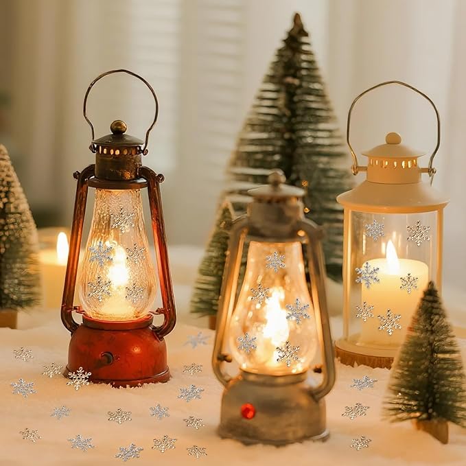 Christmas Snowflake Confetti Decorations,1200Pcs Gold Silver Confetti Snow Party Pack for Christmas Winter Wonderland Table Centerpieces Wedding Birthday Baby Shower DIY Projects Decorations Supplies