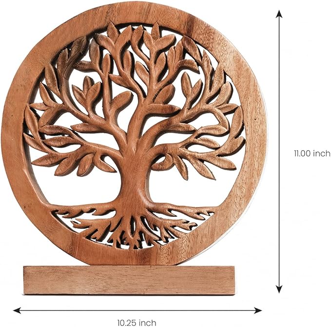 Decozen Solid Wood Tree of Life Sculpture, Home Decor, Boho, Coffee Table, Centerpiece Table Decorations, Mantle, Dining Table Centerpiece, Bathroom Shelf, Christmas Decorations