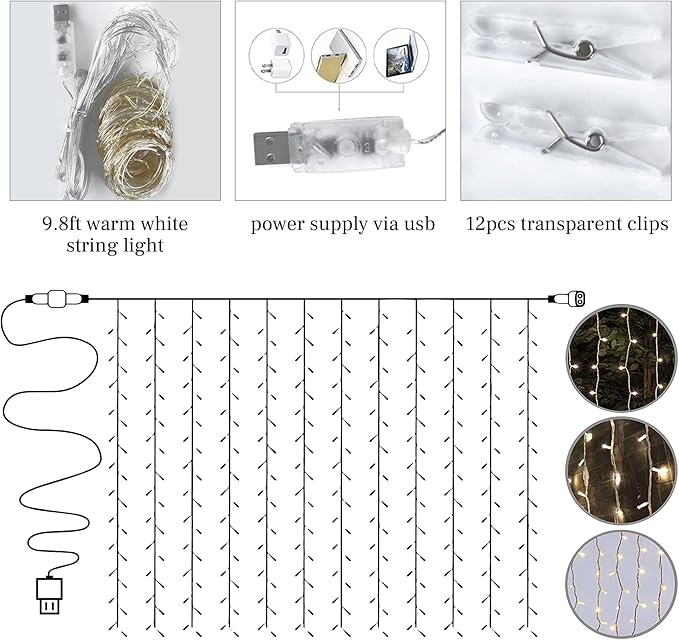 30ft x 10ft Green Backdrop Curtain with Lights String for Parties, Sheer Tulle Wedding Photo Backdrops Drapes for Baby Shower Birthday Party Decorations Background for Photography