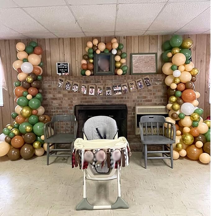 Green Brown Balloons 60 Pcs Jungle Safari Sage Green Brown Gold Cream Balloons Retro Khaki Avocado Apricot Balloon for Boys Giraffe Woodland Animal Baby Shower Birthday Party Decorations