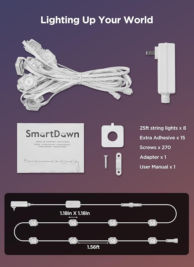 Permanent Outdoor Lights, 200FT with 128 Smart LED Lights, DIY Scene Mode, IP68 Waterproof Christmas Light for Daily and Accent Lighting, Outdoor Decor, House Roof, Holiday Decorations