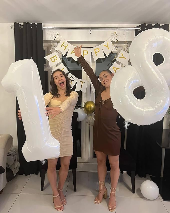 White Number 4 Balloon 40 Inch, 4th Birthday Party Decorations for Children, Giant 4 Foil Balloon for Party Supplies