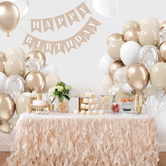 60pcs 12inch Beige White Gold Balloons, Metallic Gold Sand White Cream Beige Balloons for Engagement Wedding Baby Bridal Shower Birthday Party Decorations
