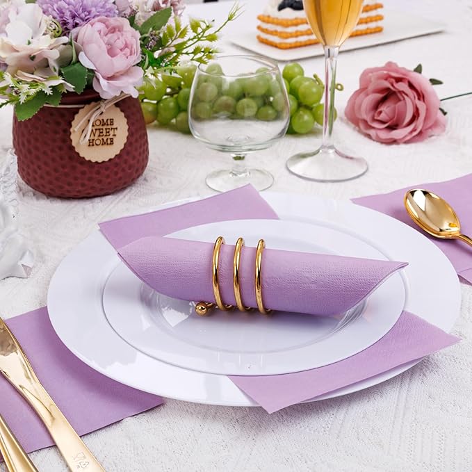 FLOWERCAT 100-Count 2-Ply Purple Cocktail/Beverage Napkins - Disposable Premium Quality - 5" x 5" Purple Paper Napkins for Easter,Bar,Weddings,Birthday
