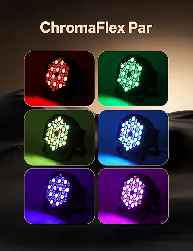 LED Par Lights 36 LED Stage Lights 9 Modes RGB DJ Lights with Sound Activated Remote and DMX Control DJ Uplighting for Birthday Party Events Wedding Christmas Stage Lighting (2 Packs)