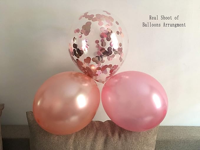 Confetti Balloons Rose Gold Pink Metallic Balloons For Bachelorette Wedding Baby Bridal Shower Birthday Party Decorations 12inch