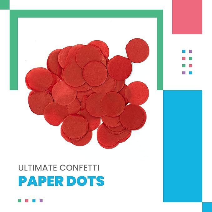 Biodegradable Tissue Paper Confetti Dots, Red Color (1 Pound Bag of Confetti)