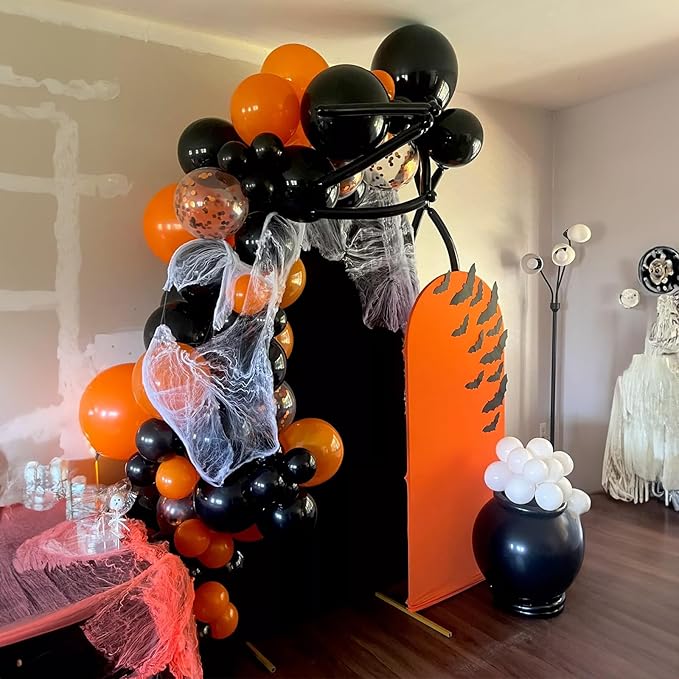 Orange Black White Balloons, 60 Packs 12 Inch Halloween Party Balloons, Black and Orange Helium Balloon with Confetti Balloons for Happy Halloween Wedding Birthday Baby Shower Party Decorations