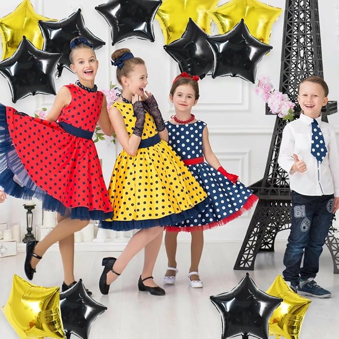 TONIFUL 30Pcs 18 Inch Large Black Gold Star Shape Foil Balloons Big Stars Helium Mylar Ballons for Birthday Wedding Baby Shower Anniversary Engagement Party Decorations Supplies