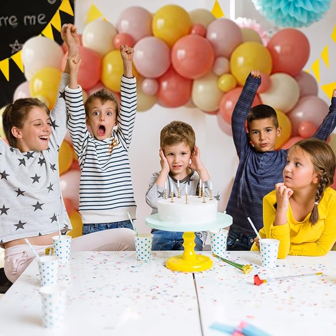 Pink and Yellow Balloon,50PCS 12 Inch Boho Pink Balloons Retro Orange Pastel Pink Yellow Nude Ballons for Girls Birthday Autumn Baby Shower Wedding Engagement Flower Fall Party Decorations