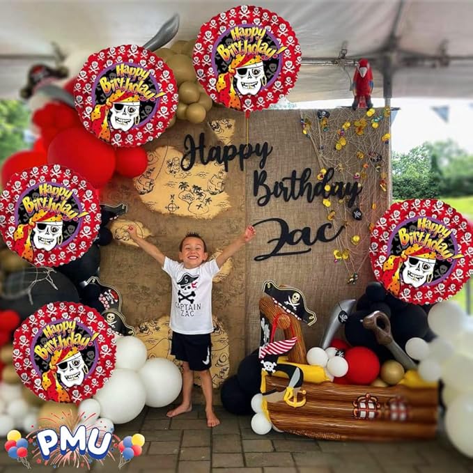 PMU Happy Birthday Pirate Skeleton 18 Inch Mylar-Foil Balloon Pkg/25