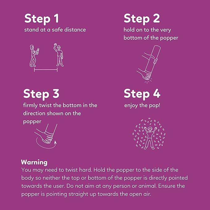 No Mess Streamer Confetti Cannon Party Poppers | 6 Pack | Multicolor Streamers | Glitter Bomb Confetti Shooters | Decoration for Birthday, Wedding | Launches 25 ft | 12 inch | TUR Party Supplies