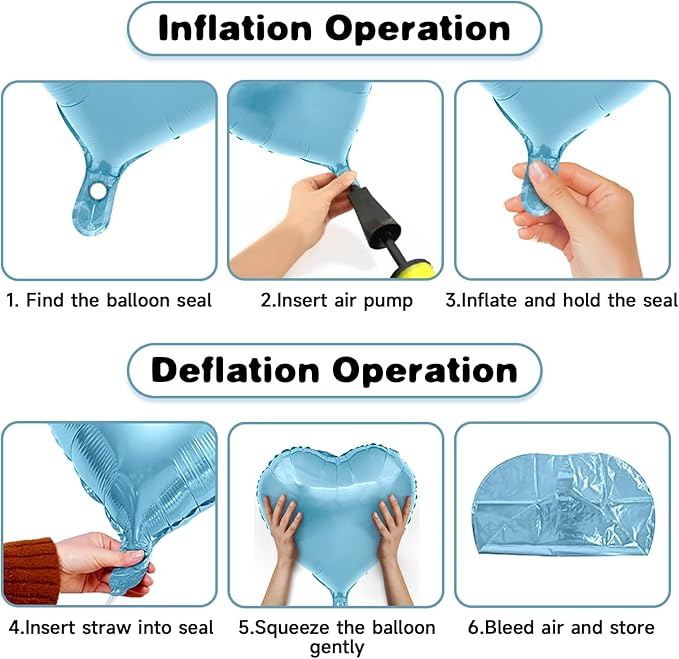 Blue Heart Balloons, 19PCS Light Blue Heart Shape Balloons, 18Inch with 10Inch Helium Foil Balloon Love Balloon for Birthday Baby Shower Wedding Engagement Valentines Party Decorations